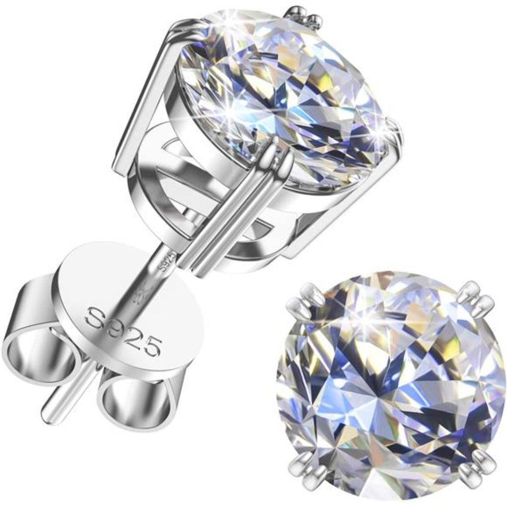 Moissanite Earrings 18k White Gold Sterling Silver Earrings Diamond Earrings